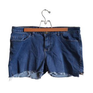 William Rast women's denim jean cutoff distressed shorts sz 32, dark wash